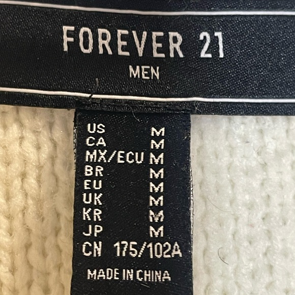 Forever 21 Men’s Cream and Black Shawl Collar Cardigan Canincore Après-Ski M - Picture 10 of 13
